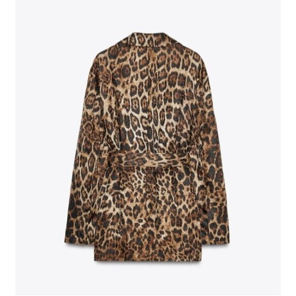 Zara ANIMAL PRINT JACQUARD BLAZER Size XL - Picture 6 of 12